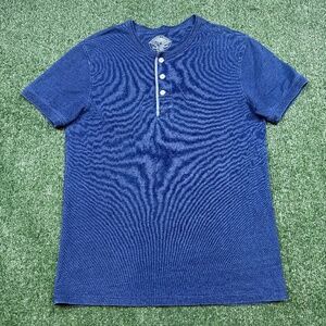 Wallace Barne Henley Neck T Shirt Men's Size M Blue Short Sleeve Buttons Casual